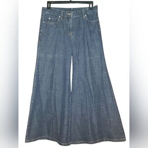 Jeanology Sz 4 Wide Leg Flare Jeans - Blue Denim